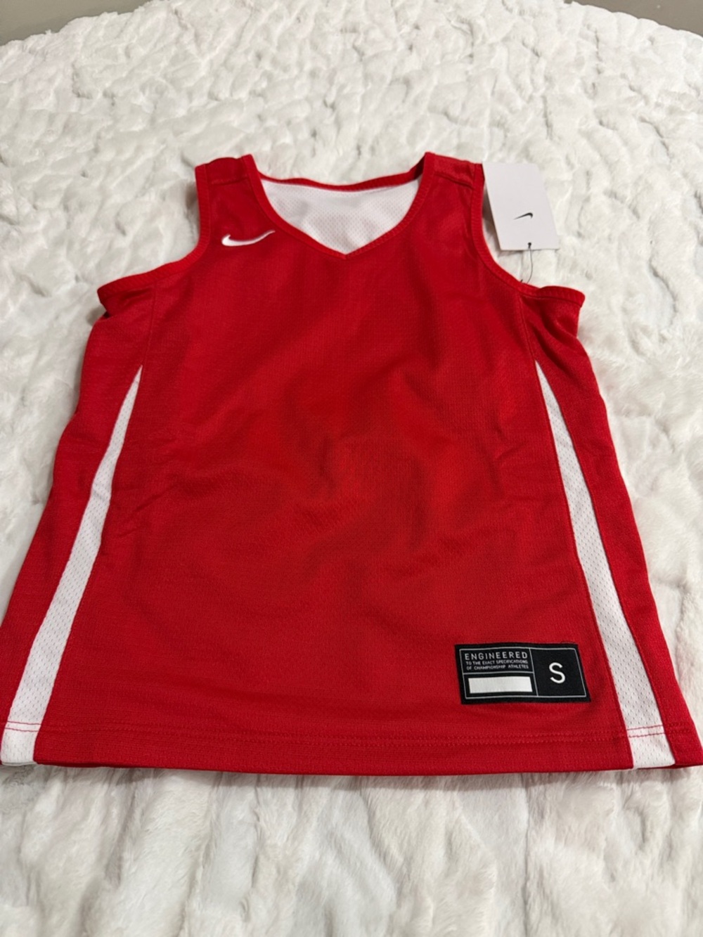 Nike Red Basketball Jersey with White Side Panels Reversible Size Small .